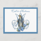 宗教ヴァージンメアリーマリアンクロスブルーフラワーズ  ポストカード (正面)