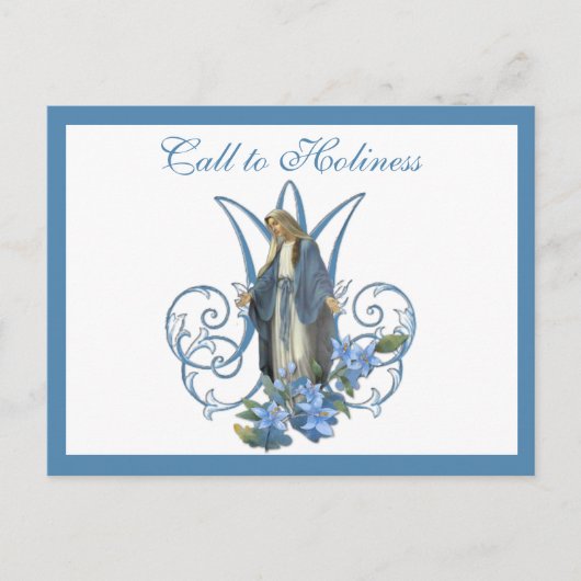 宗教ヴァージンメアリーマリアンクロスブルーフラワーズ  ポストカード (正面)