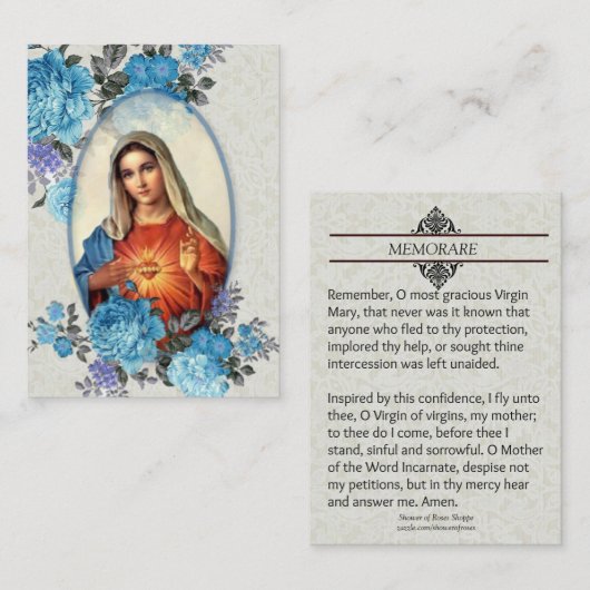 宗教ヴァージンメアリーメモリアレ祈りの言葉神聖カード 名刺 (正面/裏面)