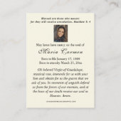 宗教ヴァージンメアリーモディラル祈りの言葉 プレイスカード (裏面)