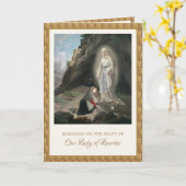 宗教ヴァージンメアリールルドサンベルナデット  カード (黄色い花)