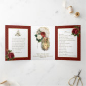 宗教ヴァージンメアリーロザリオ祈りの言葉バレンタインター 三つ折りカード (内部)