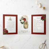 宗教ヴァージンメアリーロザリオ祈りの言葉バレンタイン 三つ折りカード (内部)