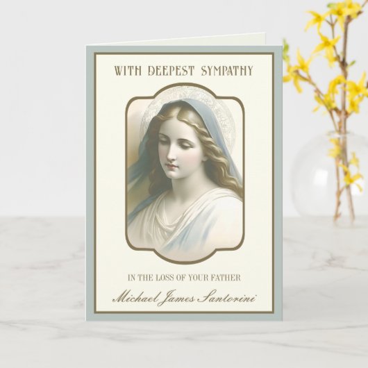 宗教ヴァージンメアリー悔やみや弔慰父の哀悼 カード (黄色い花)