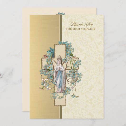 宗教ヴァージンメアリー悔やみや弔慰葬弔慰 サンキューカード (正面/裏面)
