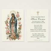 宗教ヴァージンメアリー葬儀記念祈りの言葉 (正面&裏面)