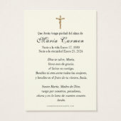 宗教ヴァージンメアリー葬儀記念祈りの言葉 (裏面)