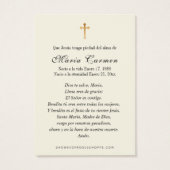 宗教ヴァージンメアリー葬儀記念祈りの言葉 (裏面)