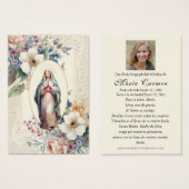 宗教ヴァージンメアリー葬儀記念祈りの言葉 (正面&裏面)