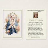 宗教ヴァージンメアリ葬儀祈りの言葉カード (正面&裏面)