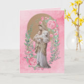 宗教ヴァージンメリーイエスカトリックヴィンテージカード カード (黄色い花)