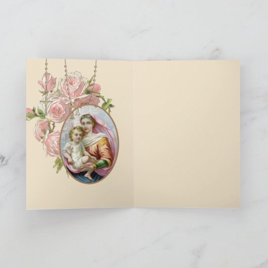 宗教ヴァージンメリーイエスカトリックヴィンテージ カード (内部)