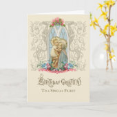 宗教ヴァージンメリーイエスカトリック司祭 カード (黄色い花)