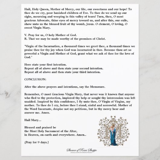 宗教ヴァージンメリーイエズアンジェルズカトリック祈りの言葉 (裏面)