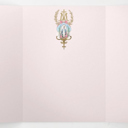 宗教ヴァージンメリーカトリック祈りの言葉フローラ 三つ折りカード (内部中)