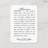 宗教ヴァージンメリーカトリック祈りの言葉メモリア プレイスカード (裏面)