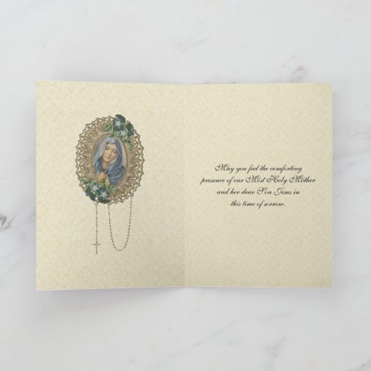 宗教ヴァージン母メアリー悔やみや弔慰弔意 カード (内部)