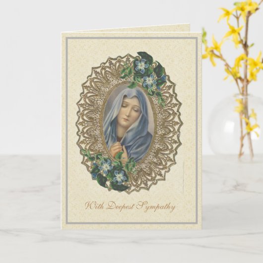 宗教ヴァージン母メアリー悔やみや弔慰弔意 カード (黄色い花)