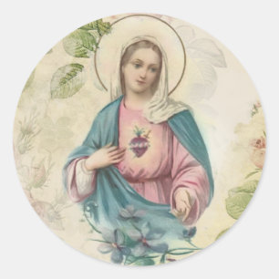 宗教ヴァージンMary Immaculateハートヴィンテージ ラウンドシール