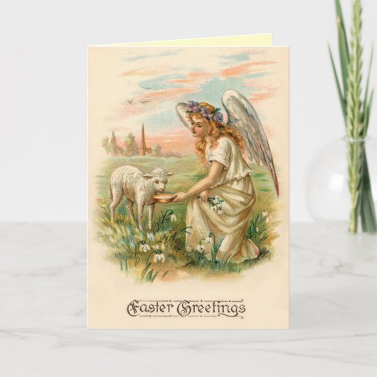 宗教ヴィンテージのイースター天使カード シーズンカード (正面)