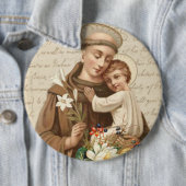 宗教ヴィンテージのSt Anthonyの子供のイエス・キリストの花柄 缶バッジ (インサイチュ)