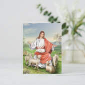 宗教ヴィンテージイースター、イエス・キリスト羊飼い シーズンポストカード (スタンド正面)