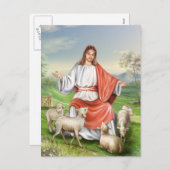 宗教ヴィンテージイースター、イエス・キリスト羊飼い シーズンポストカード (正面/裏面)