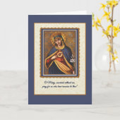 宗教ヴィンテージカトリックヴァージンマリー祈りの言葉 カード (黄色い花)