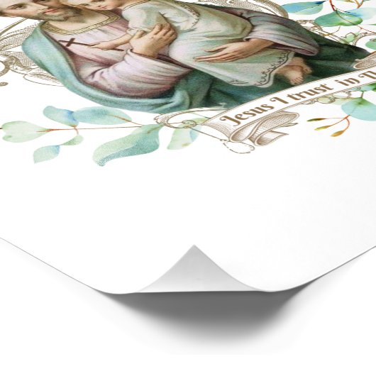 宗教ヴィンテージカトリック聖ヨセフ子イエス フォトプリント            (角)