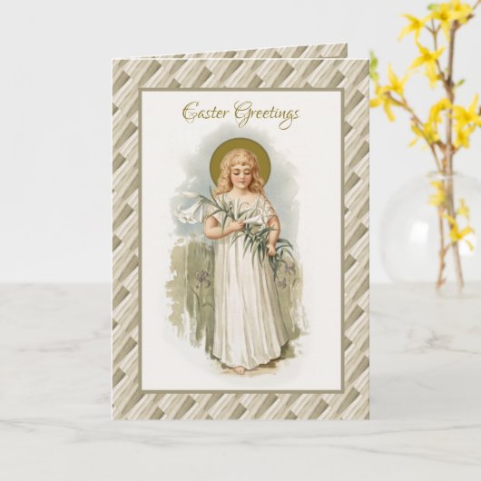 宗教ヴィンテージハッピーイースターヴァージンメアリパシャ カード (黄色い花)