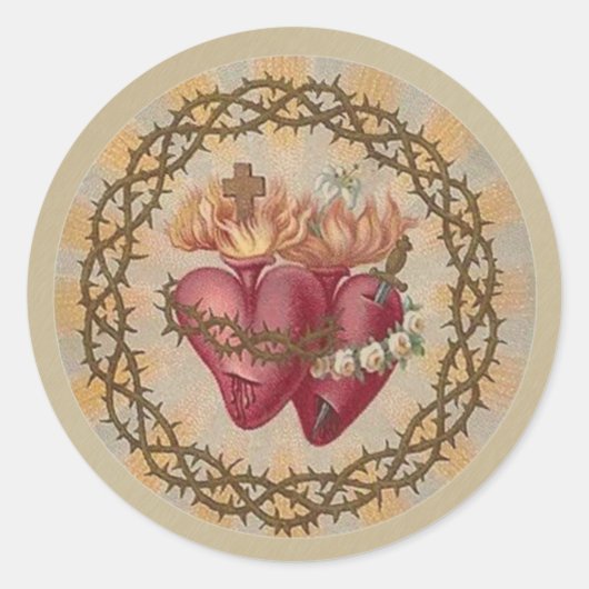 宗教ヴィンテージハートイエズスヴァージンメアリークラ ラウンドシール (正面)