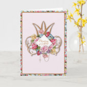 宗教ヴィンテージバラロザリオフローラカトリック車 カード (黄色い花)