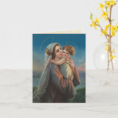 宗教ヴィンテージヴァージンマリーチャイルドイエス カード (黄色い花)