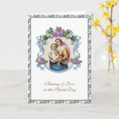 宗教ヴィンテージヴァージンメアリーイエスフローラ カード (黄色い花)