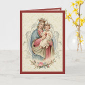 宗教ヴィンテージヴァージンメアリーイエズロザリオ カード (黄色い花)