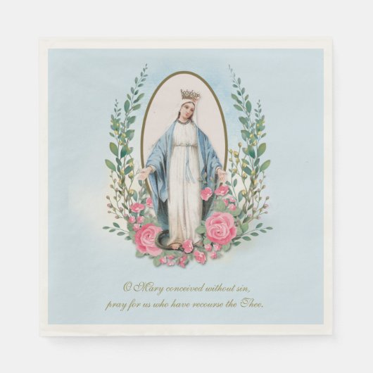 宗教ヴィンテージヴァージンメリーカトリックフローラクラ スタンダードランチョンナプキン (正面)