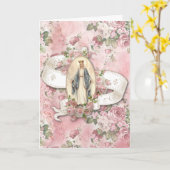 宗教ヴィンテージ賛美ヴァージンマリーイエズスバラ  カード (黄色い花)