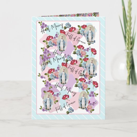 宗教ヴィンテージ賛美ヴァージンメアリーイエスバラ カード (正面)