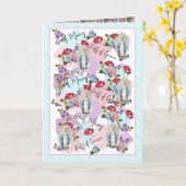 宗教ヴィンテージ賛美ヴァージンメアリーイエスバラ カード (黄色い花)