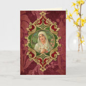 宗教ヴィンテージ賛美ヴァージンメアリー聖なる書物、 経典 カード (黄色い花)