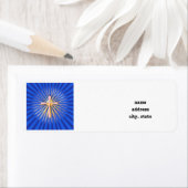 宗教上の十字架からの光の光(青) ラベル (インサイチュ)