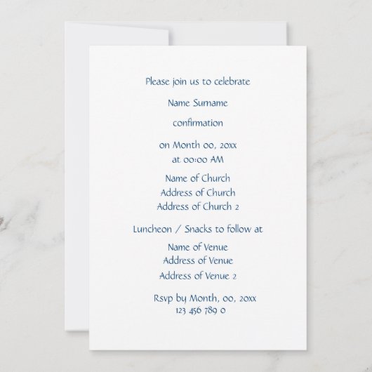 宗教上の確認は少年を青に変える 招待状 (裏面)