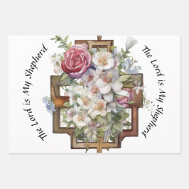 宗教上の記号と悔やみや弔慰の詩 ラッピングペーパーシート