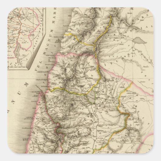 宗教中東地図書の地図 スクエアシール (正面)