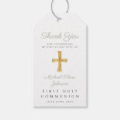 宗教交配少年セージ緑の最初の聖餐式 ギフトタグ (正面)