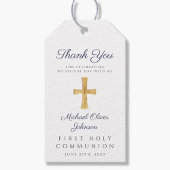 宗教交配少年ネイビーブルー第一聖餐式 ギフトタグ