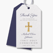 宗教交配少年ネイビーブルー第一聖餐式 ギフトタグ