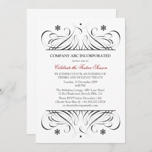 宗教以外の祝日企業のパーティー 招待状 (正面/裏面)