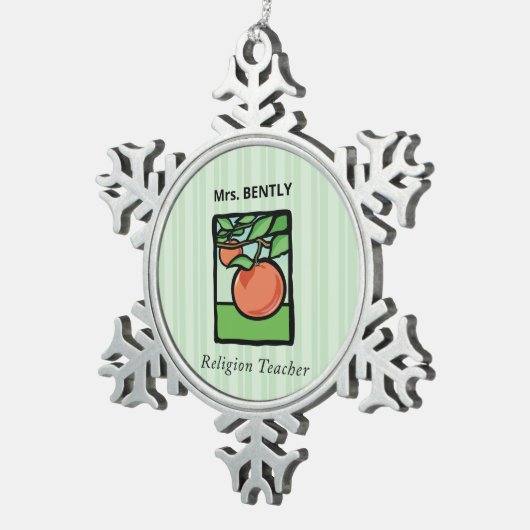 宗教先生ありがとう、アップル スノーフレークピューターオーナメント (右)