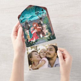 宗教出生シーンクリスマスホリデーカード オールインワン招待状